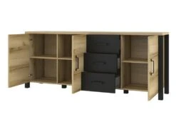 Ensemble De 5 Meubles De Salon Collection DARWIN. Couleur Chêne Clair Et Noir. -Deco.fr Soldes Boutique meuble tv 8925307