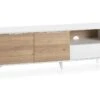 Meuble TV Koln 2 Portes Et 1 Tiroir,Couleur Blanc Brossée Et Bois 136,5 Cm (Largeur)