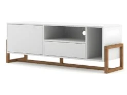 Meuble TV 2 Portes 2 Niches Oslo Blanc - Blanc