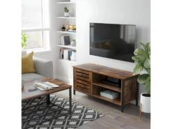 Meuble TV 1 Porte 2 Niches Industriel - Naturel Fonce -Deco.fr Soldes Boutique meuble tv 9238595
