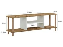 Meuble TV Ærøskøbing Avec Espace De Rangement 43 X 120 X 29 Cm Effet Bois / Blanc [en.casa] -Deco.fr Soldes Boutique meuble tv 9489957