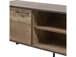 KARMINA - Meuble TV 1 Porte 3 Niches Aspect Bois Et Métal -Deco.fr Soldes Boutique meuble tv 9491947