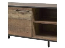 KARMINA - Meuble TV 1 Porte 3 Niches Aspect Bois Et Métal -Deco.fr Soldes Boutique meuble tv 9491949