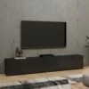 Meuble TV 180cm Collection EVA. Couleur Noir Et Chêne. -Deco.fr Soldes Boutique meuble tv 9492467