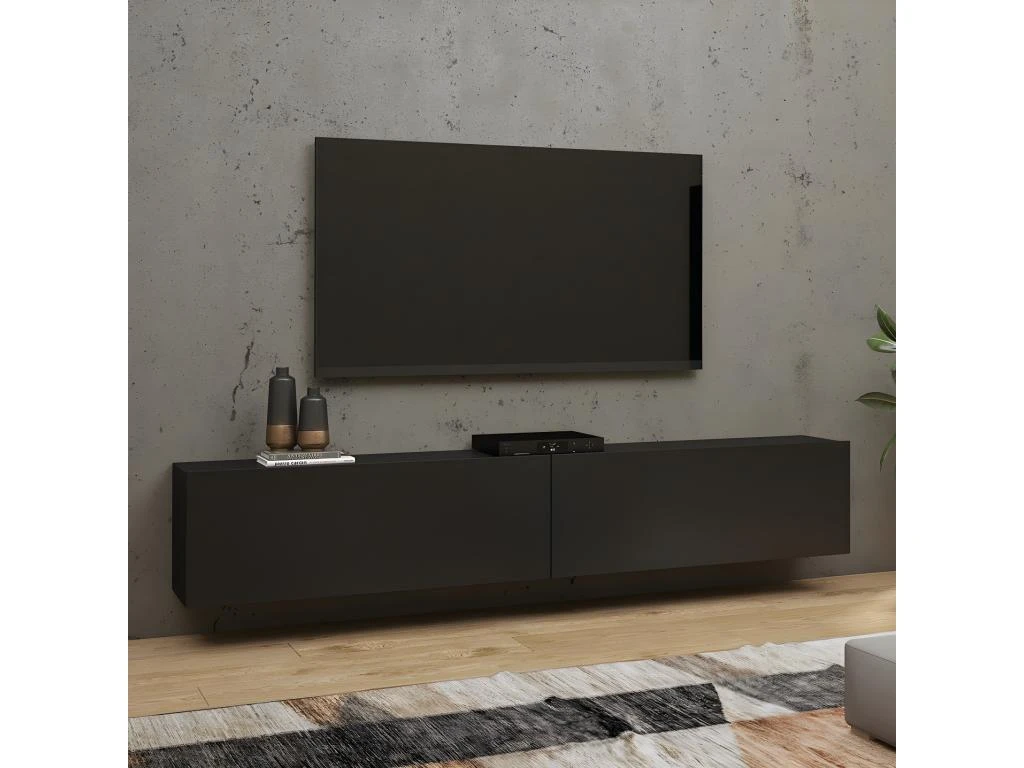 Meuble TV 180cm Collection EVA. Couleur Noir Et Chêne. 3 Meuble TV 180cm Collection EVA. Couleur Noir Et Chêne. – Image 3
