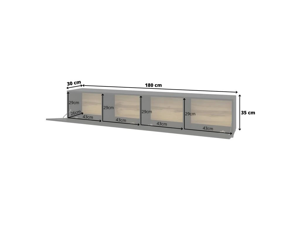 Meuble TV 180cm Collection EVA. Couleur Noir Et Chêne. 5 Meuble TV 180cm Collection EVA. Couleur Noir Et Chêne. – Image 5