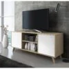 Meuble TV 140 Avec 2 Portes, WIND, Structure Puccini, Portes Blanches,140x40x57cm -Deco.fr Soldes Boutique meuble tv 9492737