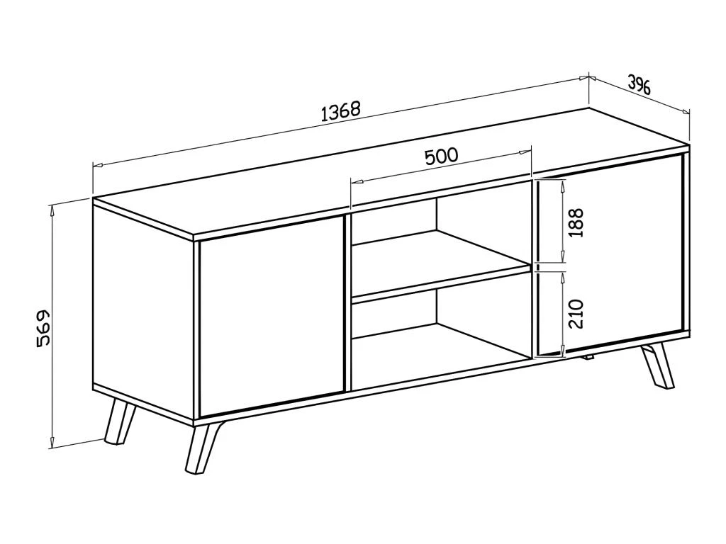 Meuble TV 140 Avec 2 Portes, WIND, Structure Puccini, Portes Blanches,140x40x57cm 5 Meuble TV 140 Avec 2 Portes, WIND, Structure Puccini, Portes Blanches,140x40x57cm – Image 5