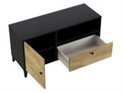 Meuble TV En Mélaminé Coloris Noir / Gris - Longueur 110 X Profondeur 40 X Hauteur 55 Cm -Deco.fr Soldes Boutique meuble tv 9493703