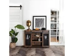 Meuble TV Droit En Bois Noyer Massif Avec 7 Niches Et 2 Portes NEWBARN -Deco.fr Soldes Boutique meuble tv 9494901