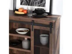 Meuble TV Droit En Bois Noyer Massif Avec 7 Niches Et 2 Portes NEWBARN -Deco.fr Soldes Boutique meuble tv 9494903