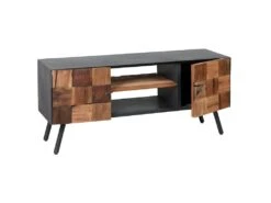 FULBERT - Meuble TV 2 Portes Acier Et Bois Massif 4 FULBERT - Meuble TV 2 Portes Acier Et Bois Massif -Deco.fr Soldes Boutique meuble tv 9495039