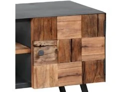 FULBERT - Meuble TV 2 Portes Acier Et Bois Massif 5 FULBERT - Meuble TV 2 Portes Acier Et Bois Massif -Deco.fr Soldes Boutique meuble tv 9495041