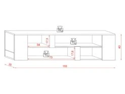 Meuble TV Mural 155 Cm Cleon Blanc 9 Meuble TV Mural 155 Cm Cleon Blanc -Deco.fr Soldes Boutique meuble tv 9495101