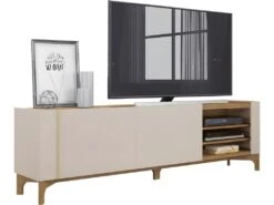 Meuble TV 203 Cm TV 72 Pouces Blanc Chêne -Deco.fr Soldes Boutique meuble tv 9495229
