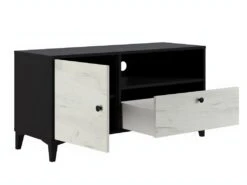 Meuble TV En Mélaminé Coloris Noir / Blanc - Longueur 110 X Profondeur 40 X Hauteur 55 Cm 6 Meuble TV En Mélaminé Coloris Noir / Blanc - Longueur 110 X Profondeur 40 X Hauteur 55 Cm -Deco.fr Soldes Boutique meuble tv 9495527