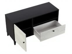 Meuble TV En Mélaminé Coloris Noir / Blanc - Longueur 110 X Profondeur 40 X Hauteur 55 Cm 7 Meuble TV En Mélaminé Coloris Noir / Blanc - Longueur 110 X Profondeur 40 X Hauteur 55 Cm -Deco.fr Soldes Boutique meuble tv 9495529