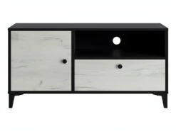 Meuble TV En Mélaminé Coloris Noir / Blanc - Longueur 110 X Profondeur 40 X Hauteur 55 Cm 8 Meuble TV En Mélaminé Coloris Noir / Blanc - Longueur 110 X Profondeur 40 X Hauteur 55 Cm -Deco.fr Soldes Boutique meuble tv 9495531