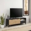 Meuble TV Koln 2 Portes Et 1 Tiroir,Couleur Noir Brossée Et Bois 136,5 Cm (Largeur) -Deco.fr Soldes Boutique meuble tv 9498001