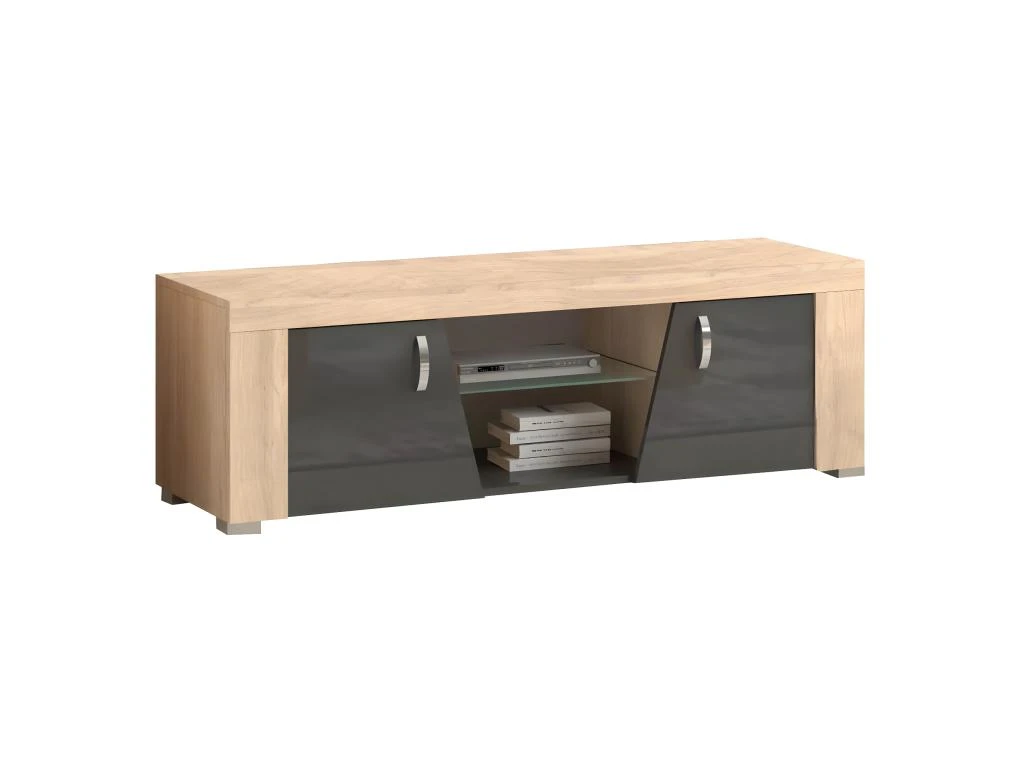 GUEST - Meuble TV 2 Portes Aspect Chêne Miel 2 GUEST - Meuble TV 2 Portes Aspect Chêne Miel – Image 2