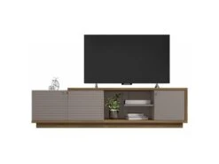 Meuble TV 75 Pouces 3 Portes Chêne Et Taupe