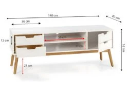 Meuble Tv Baku 1 Porte Et 2 Tiroir Couleur Blanc, 140 Cm 8 Meuble Tv Baku 1 Porte Et 2 Tiroir Couleur Blanc, 140 Cm -Deco.fr Soldes Boutique meuble tv 9499001