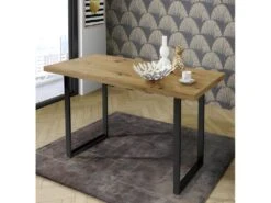 Table De Repas L140 Cm Plateau Chêne Pieds Luge Métal Noir - CORSE 02 -Deco.fr Soldes Boutique table a manger 10031167