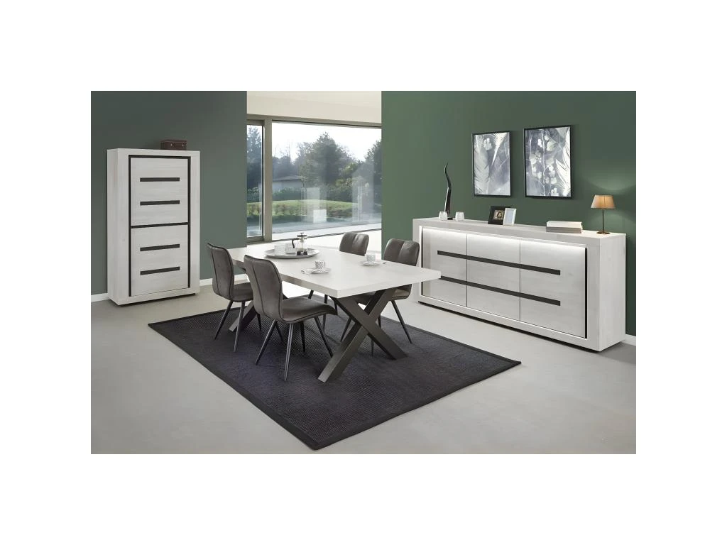 LEIF - Table Rectangulaire 185cm Effet Bois Grisé 2 LEIF - Table Rectangulaire 185cm Effet Bois Grisé – Image 2