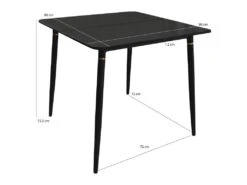 Table De Repas Pieds En Aluminium Noir Et Doré 80 X 80 Cm - BING 2406 -Deco.fr Soldes Boutique table a manger 10032973