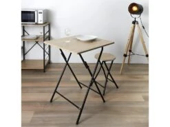 BARRY - Table De Repas Carrée Pliable Effet Bois Clair 6 BARRY - Table De Repas Carrée Pliable Effet Bois Clair -Deco.fr Soldes Boutique table a manger 10033467