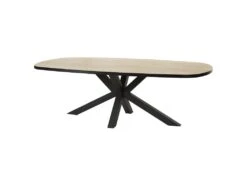 CEDRA - Table Repas Ovale 230cm Aspect Bois Piètement Métal