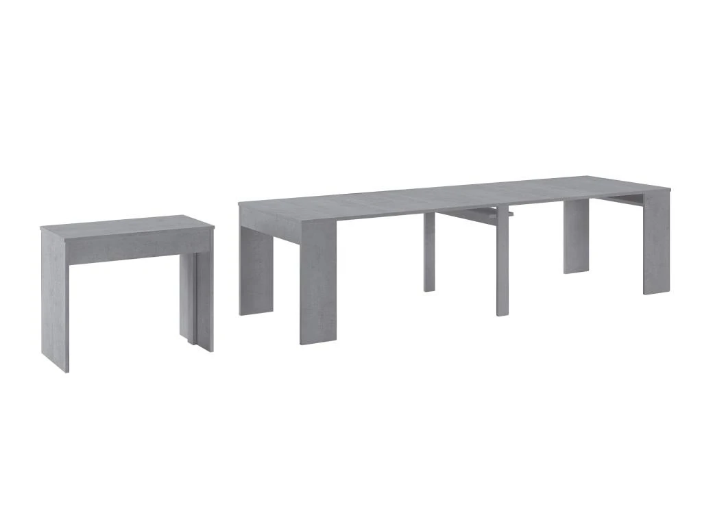 Table Console Extensible Jusqu'a 301 Cm, Finition Couleur CIMENT, Dimensions Fermee : 90x50x78 Cm 1 Table Console Extensible Jusqu'a 301 Cm, Finition Couleur CIMENT, Dimensions Fermee : 90x50x78 Cm