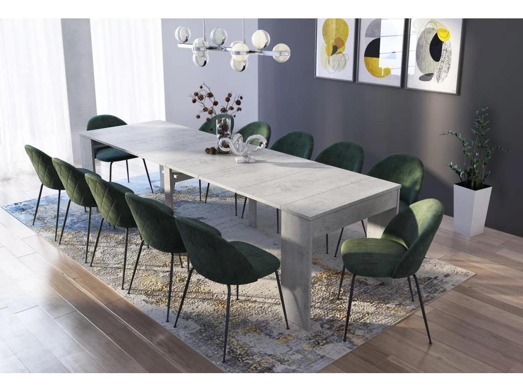 Table Console Extensible Jusqu'a 301 Cm, Finition Couleur CIMENT, Dimensions Fermee : 90x50x78 Cm 2 Table Console Extensible Jusqu'a 301 Cm, Finition Couleur CIMENT, Dimensions Fermee : 90x50x78 Cm – Image 2