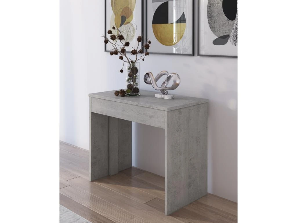 Table Console Extensible Jusqu'a 301 Cm, Finition Couleur CIMENT, Dimensions Fermee : 90x50x78 Cm 3 Table Console Extensible Jusqu'a 301 Cm, Finition Couleur CIMENT, Dimensions Fermee : 90x50x78 Cm – Image 3