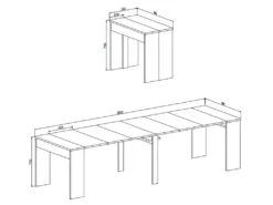 Table Console Extensible Jusqu'a 301 Cm, Finition Couleur CIMENT, Dimensions Fermee : 90x50x78 Cm 7 Table Console Extensible Jusqu'a 301 Cm, Finition Couleur CIMENT, Dimensions Fermee : 90x50x78 Cm -Deco.fr Soldes Boutique table a manger 10035415