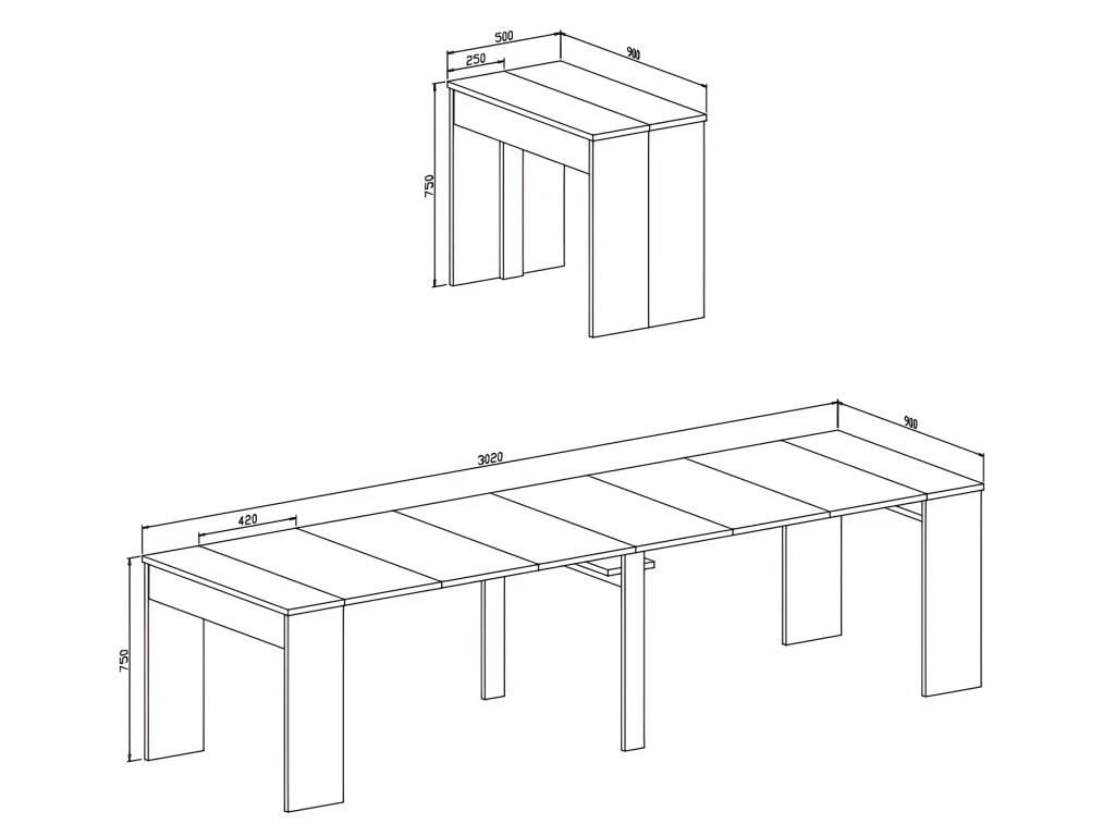 Table Console Extensible Jusqu'a 301 Cm, Finition Couleur CIMENT, Dimensions Fermee : 90x50x78 Cm 4 Table Console Extensible Jusqu'a 301 Cm, Finition Couleur CIMENT, Dimensions Fermee : 90x50x78 Cm – Image 4