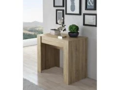 Table Console Extensible +rallonges, Jusqu'a 237 Cm, Coul. Chene Clair Brosse. -Deco.fr Soldes Boutique table a manger 10035761
