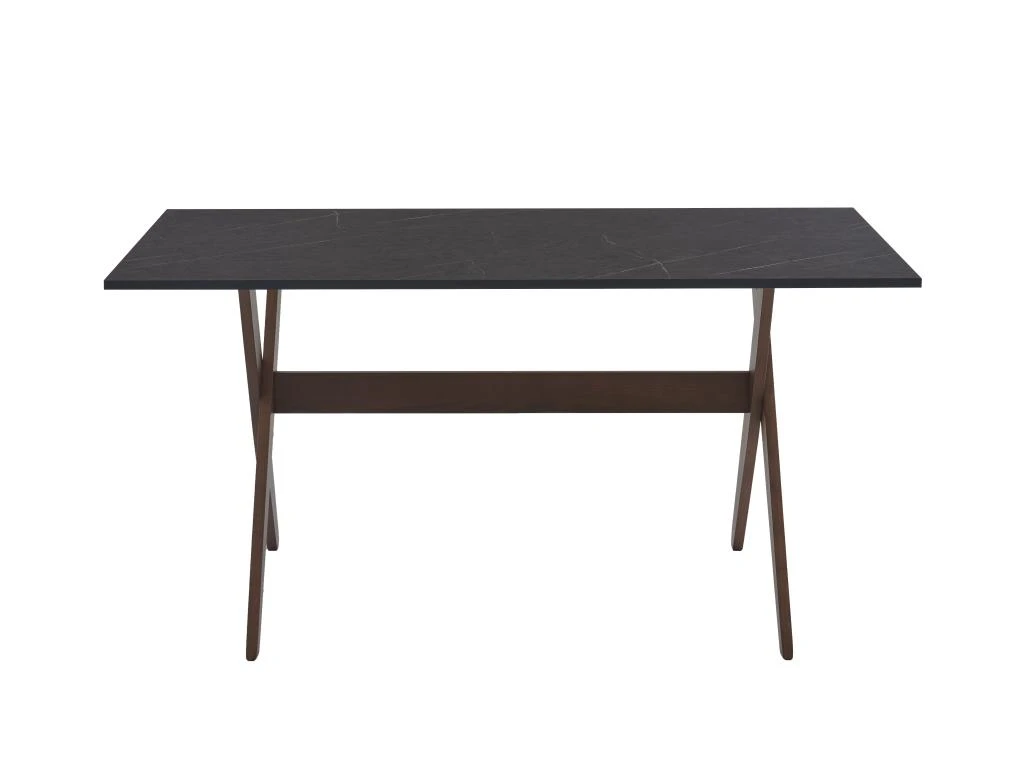 Table à Manger 6 Couverts En MDF Et Hêtre - Anthracite Et Naturel Foncé - SERANI 3 Table à Manger 6 Couverts En MDF Et Hêtre - Anthracite Et Naturel Foncé - SERANI – Image 3