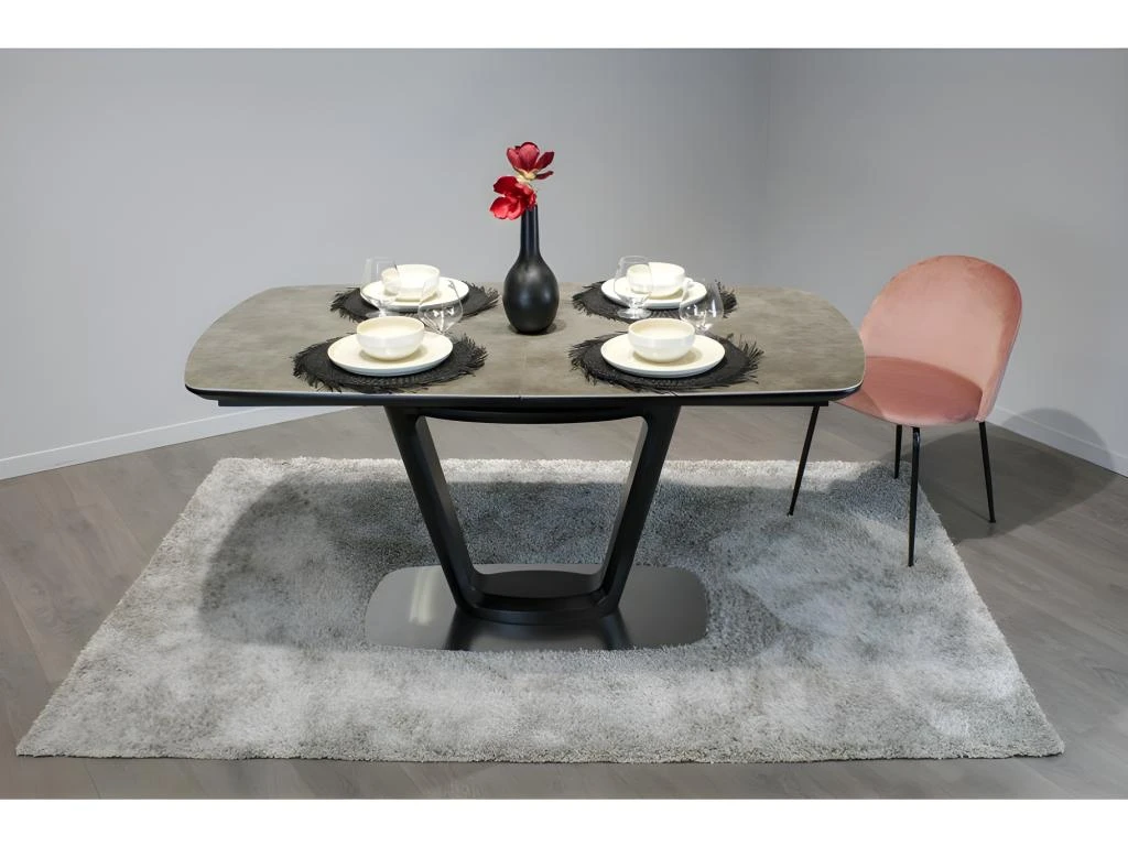 Table De Repas Extensible En Céramique Grise 160 à 200 Cm - CERA 4 Table De Repas Extensible En Céramique Grise 160 à 200 Cm - CERA – Image 4