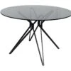 Table Ronde D.120 Cm Avec Plateau En Verre Fumé Pied Métal - VIKO -Deco.fr Soldes Boutique table a manger 10346521