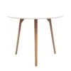 Table De Repas Ronde Et Blanche Avec Piètement En Bois D90 Cm - SWEETY