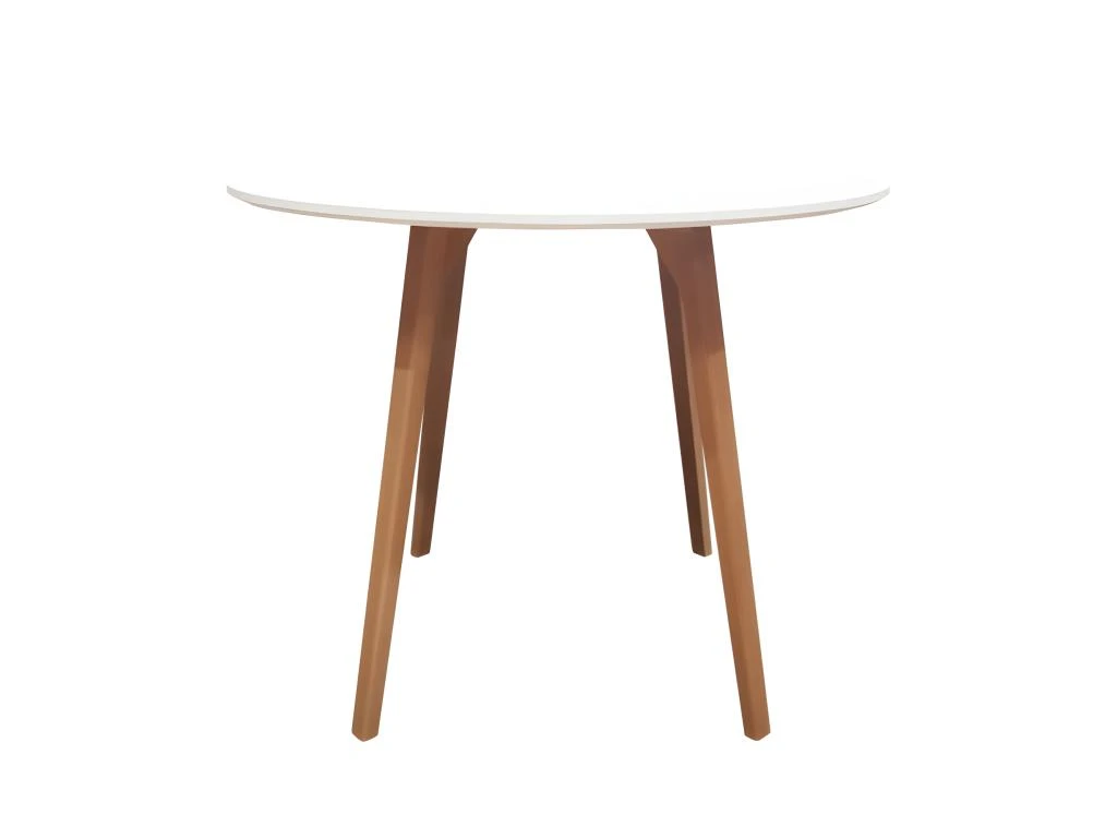 Table De Repas Ronde Et Blanche Avec Piètement En Bois D90 Cm - SWEETY 2 Table De Repas Ronde Et Blanche Avec Piètement En Bois D90 Cm - SWEETY – Image 2