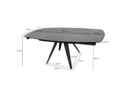 Table Extensible Ovale 120/180 Cm Céramique Gris Anthracite - ADELPHIA -Deco.fr Soldes Boutique table a manger 10346615