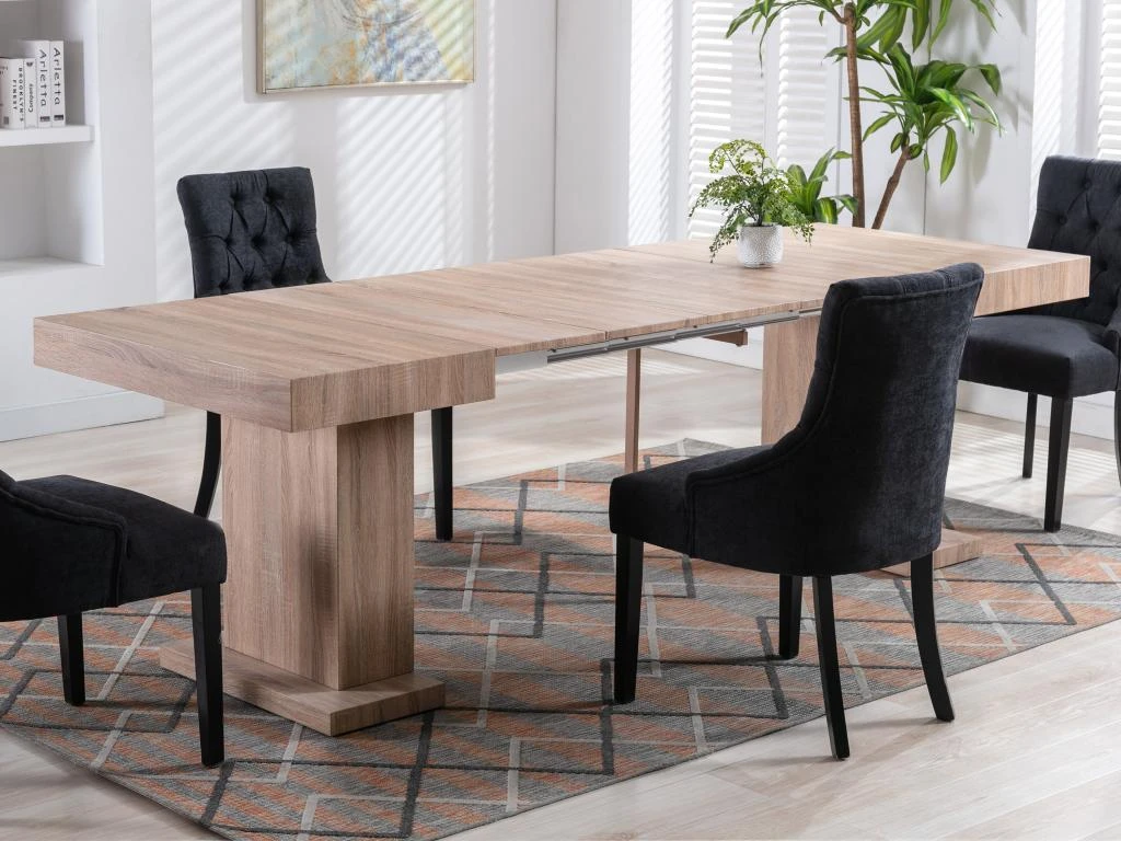 Table à Manger Extensible 4 à 10 Couverts En MDF - Naturel - MIROSLAV 2 Table à Manger Extensible 4 à 10 Couverts En MDF - Naturel - MIROSLAV – Image 2