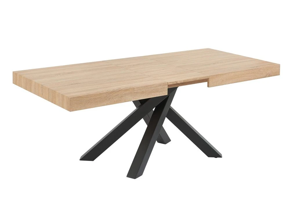 Table à Manger Extensible 6 à 10 Couverts En MDF Et Métal - Naturel Et Noir - CATONAV 9 Table à Manger Extensible 6 à 10 Couverts En MDF Et Métal - Naturel Et Noir - CATONAV – Image 9