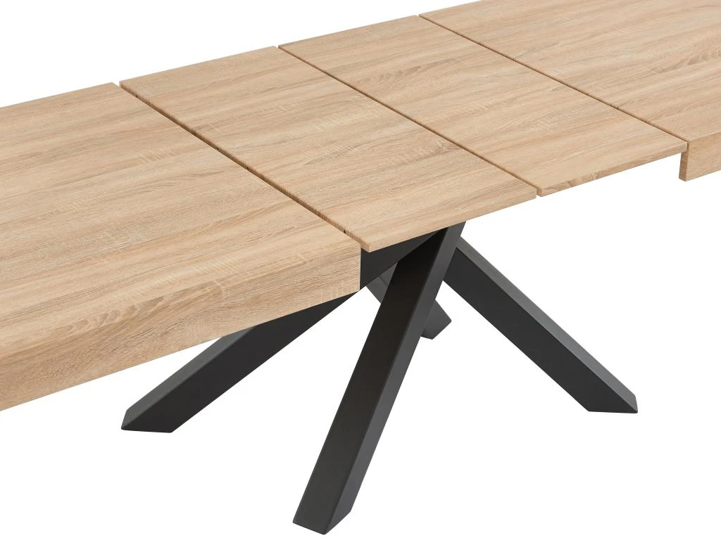 Table à Manger Extensible 6 à 10 Couverts En MDF Et Métal - Naturel Et Noir - CATONAV 11 Table à Manger Extensible 6 à 10 Couverts En MDF Et Métal - Naturel Et Noir - CATONAV – Image 11