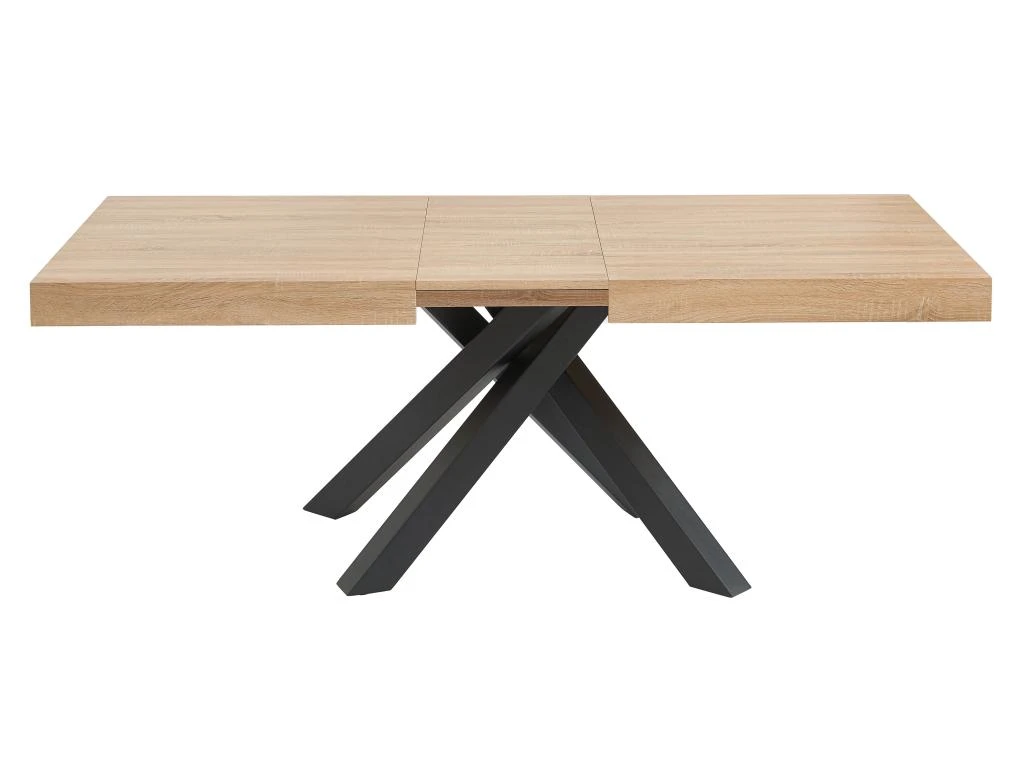 Table à Manger Extensible 6 à 10 Couverts En MDF Et Métal - Naturel Et Noir - CATONAV 6 Table à Manger Extensible 6 à 10 Couverts En MDF Et Métal - Naturel Et Noir - CATONAV – Image 6