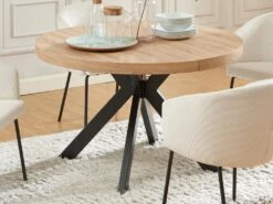 Table à Manger Extensible 4 à 8 Couverts En MDF Et Acier - Naturel Clair Et Noir - KOMONI 14 Table à Manger Extensible 4 à 8 Couverts En MDF Et Acier - Naturel Clair Et Noir - KOMONI -Deco.fr Soldes Boutique table a manger 10736753