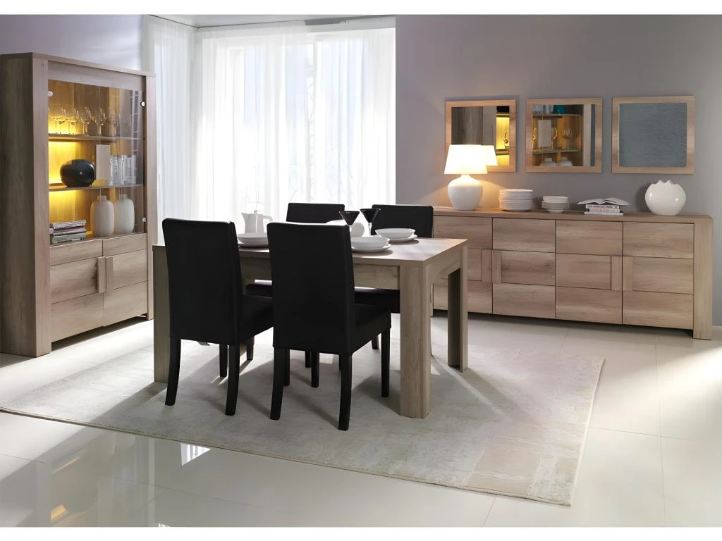 Table Extensible Pour Salle à Manger ROMI. Dimensions 180cm Avec Rallonge 40cm. Coloris Oak Canyon, Chêne Clair 4 Table Extensible Pour Salle à Manger ROMI. Dimensions 180cm Avec Rallonge 40cm. Coloris Oak Canyon, Chêne Clair – Image 4