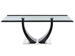 Table à Manger 8 Couverts En Verre Trempé, MDF Et Acier Inoxydable - Noir - MEZZO II 10 Table à Manger 8 Couverts En Verre Trempé, MDF Et Acier Inoxydable - Noir - MEZZO II -Deco.fr Soldes Boutique table a manger 10850737